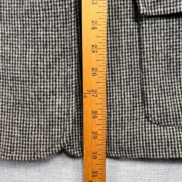 VTG Braebrook Wool Houndstooth Sport Coat Blazer Women 16 Gray Elbow Patch Prep - Picture 10 of 14
